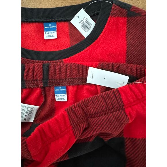 NWT Matching Printed Microfleece Pajama Set buffalo check old navy size medium - Picture 8 of 9